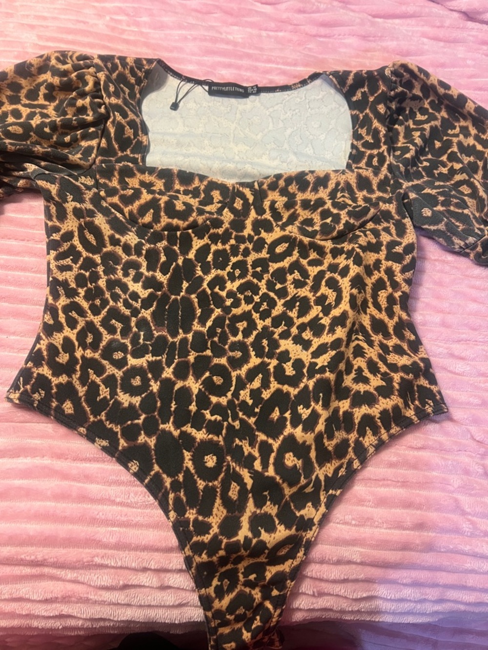 PrettyLittleThing Leopard-Print One-Piece Bodysuit - Brown & Black